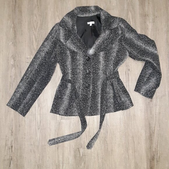Fashion Bug Sz 12 * Velvety Snake Skin Belted Blazer * Like New * Gray Python * - Picture 5 of 10